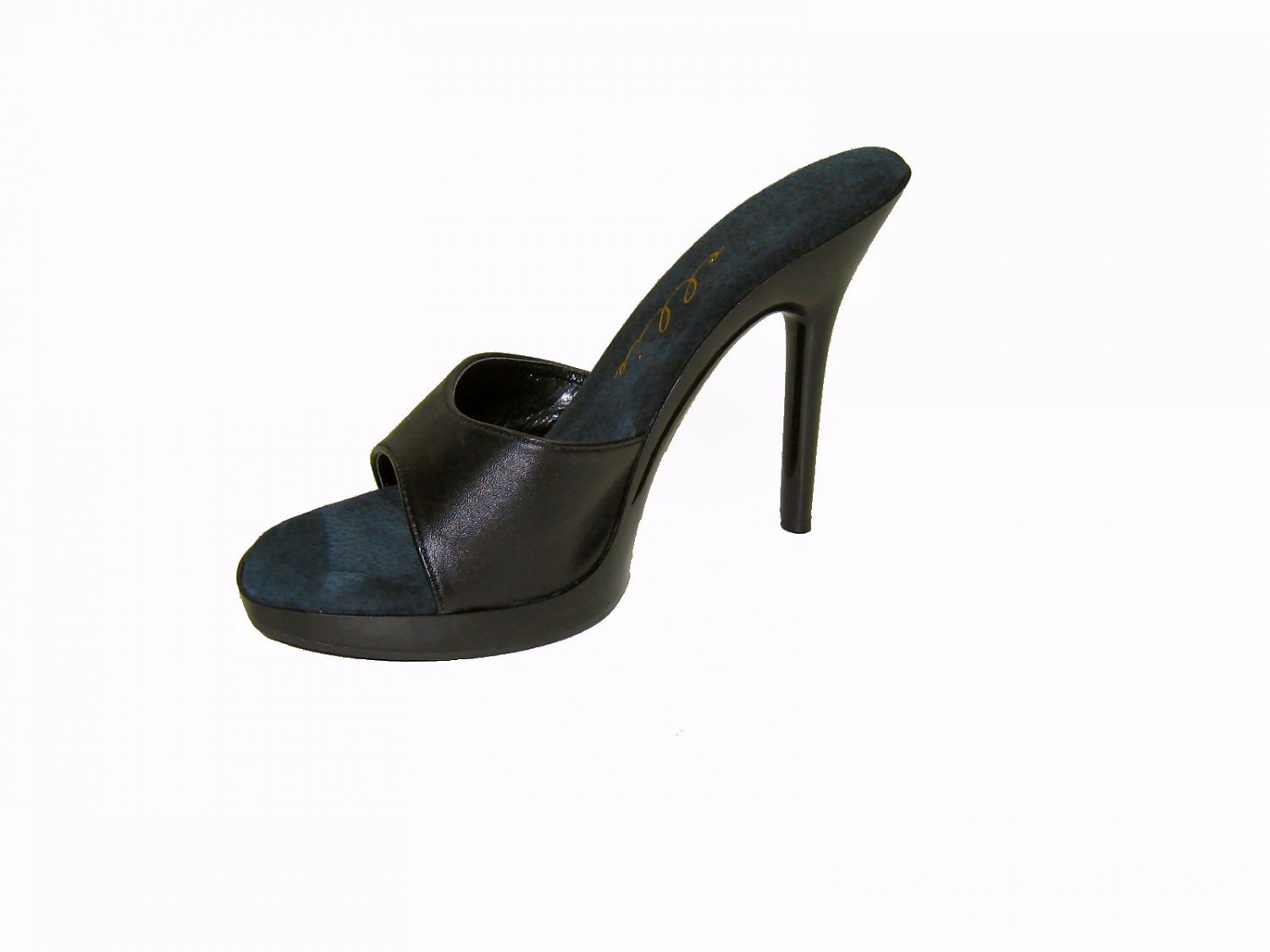 Ellie 502-vanity platform slides mules 5 inch heel sandals black vegan leather size 7