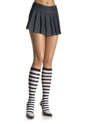 Leg Avenue 5577 ladies black white striped knee highs one size