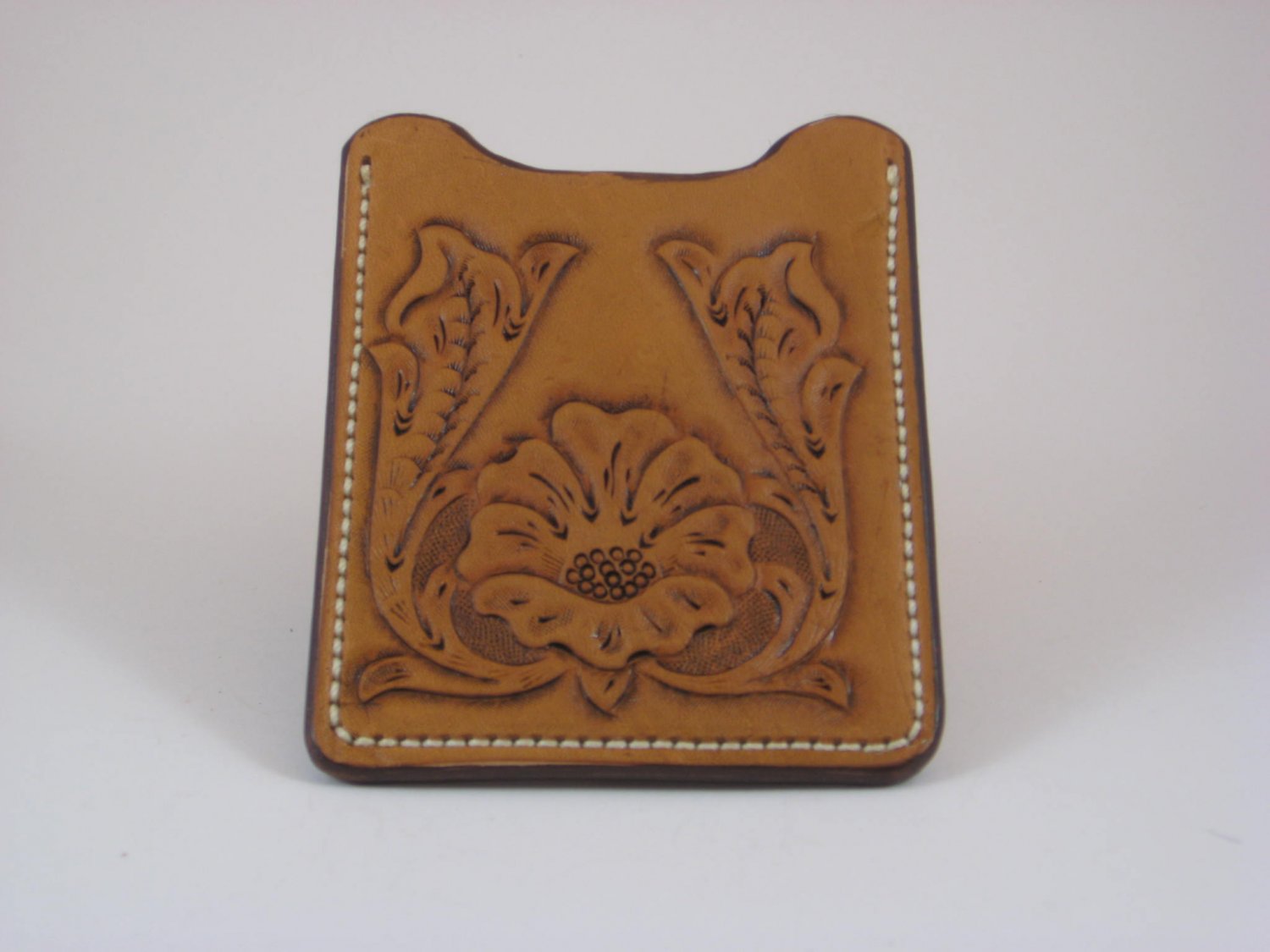 Front Pocket Wallet/Money Clip, Handtooled Leather, Western Floral WP0001