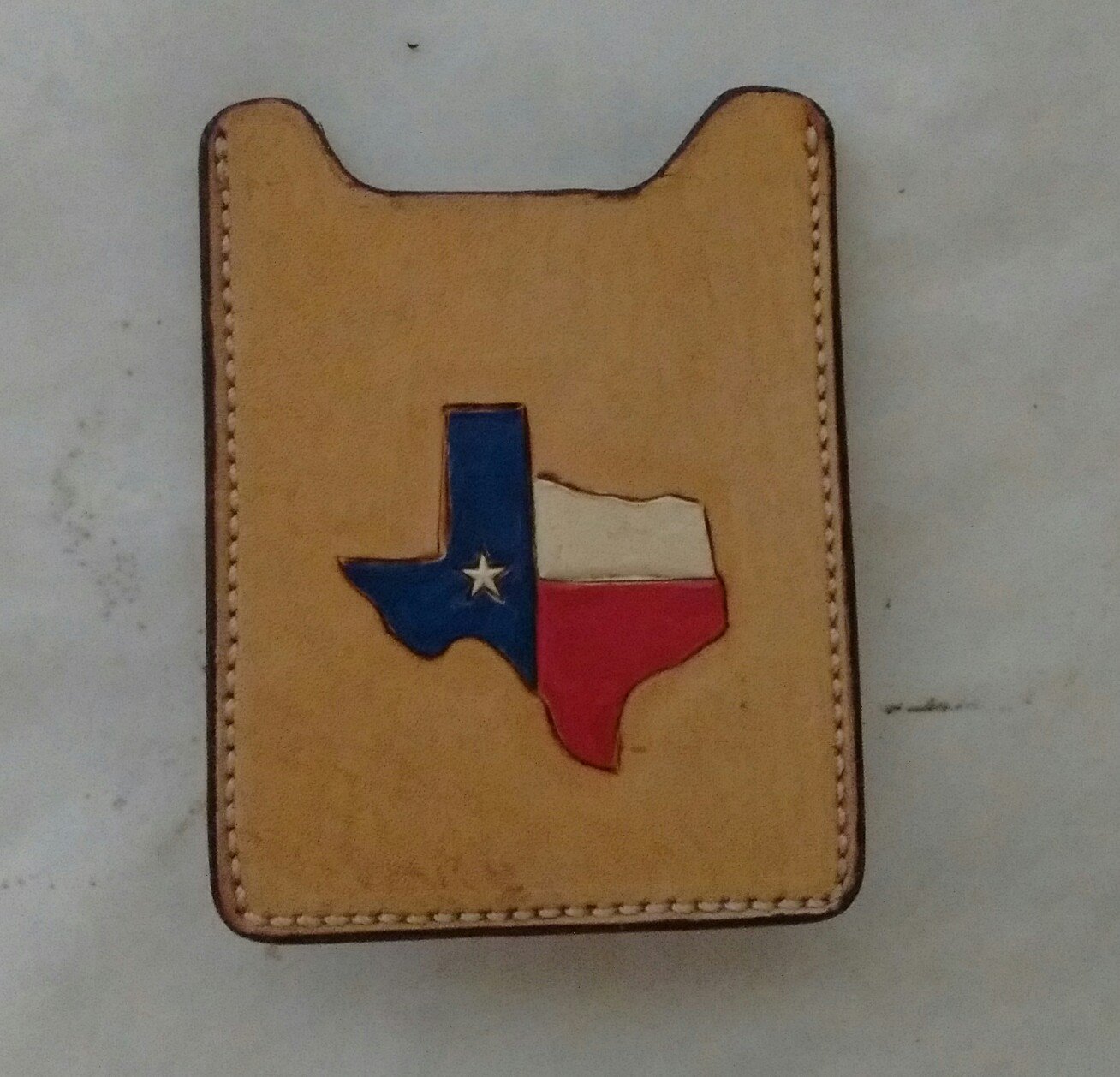 Front Pocket Wallet/Money Clip, Handtooled Leather, Texas Outline WP0004
