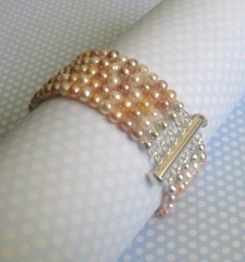 Handcrafted 5 Strand Classic Pearl Bracelet CHRISTINA by Rivkas Collections