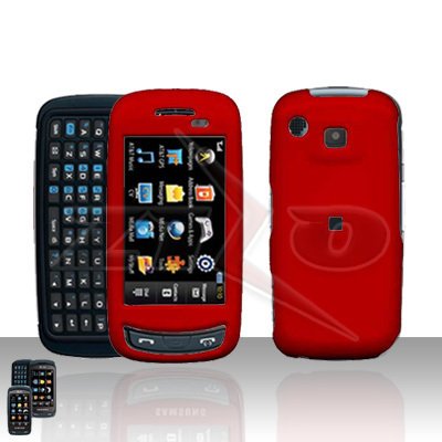 Red Hard Case Snap on Cover plus free Car Charger for Samsung Impression A877