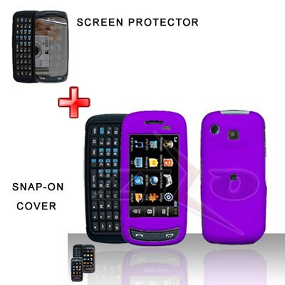 Purple Cover Case Hard Case Snap on Protector + LCD Screen Cover for Samsung Impression A877