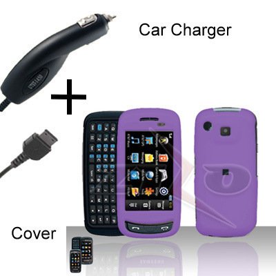 Purple Cover Case Hard Case Snap on Protector + free car charger for Samsung Impression A877