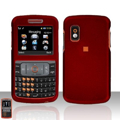 Red Cover Case Rubberized Snap on Protector + free car charger for Samsung Magnet A257