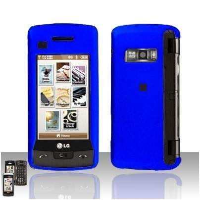Blue Cover Case Rubberized Snap on Protector + Car charger for LG enV TOUCH VX11000