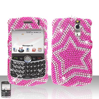 Blackberry Curve 8330 8300 Star Design Full Diamond Case Snap on Cover