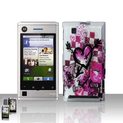 Arrow Heart Case Cover + LCD Screen Protector Guard for Motorola Devour A555