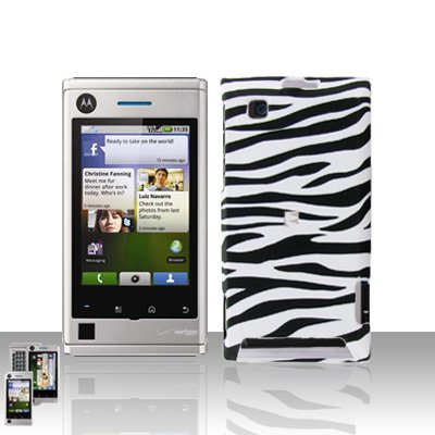 Zebra Case Cover Snap on Protector + Car Charger for Motorola Devour A555