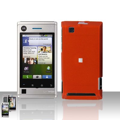 Orange Case Cover Snap on Protector + Car Charger for Motorola Devour A555