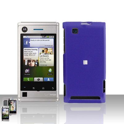 Purple Case Cover Snap on Protector + Car Charger for Motorola Devour A555