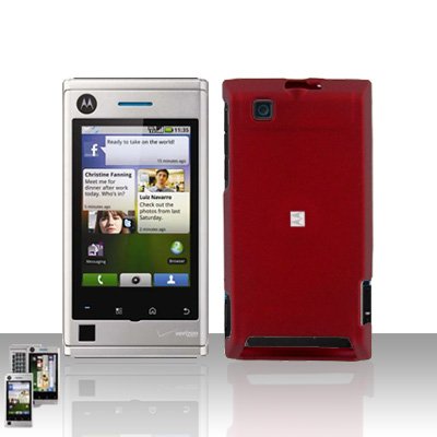Red Case Cover + LCD Screen Protector Guard for Motorola Devour A555