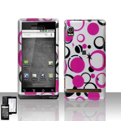 Pink Dots Cover Case Snap on Protector for Motorola Droid A855