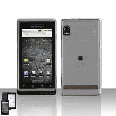 Clear Transparent Cover Case Snap on Protector + Car Charger for Motorola Droid A855