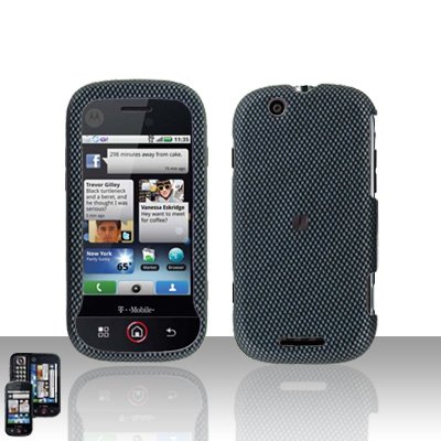 Carbon Fiber Cover Case + LCD Screen Protector for Motorola Cliq MB200