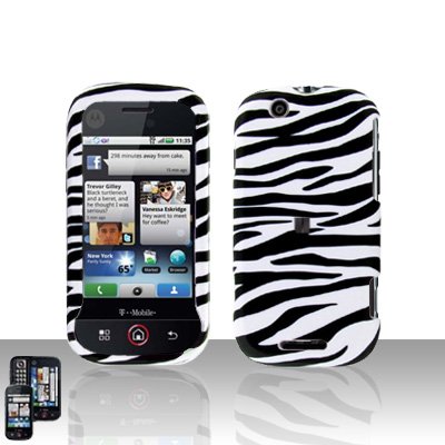 Zebra Cover Case Snap on Protector + Car Charger for Motorola Cliq MB200