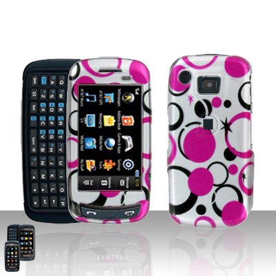 Pink Dots Cover Cover Case Rubberized Snap on Protector + Car Charger for Samsung Impression A877
