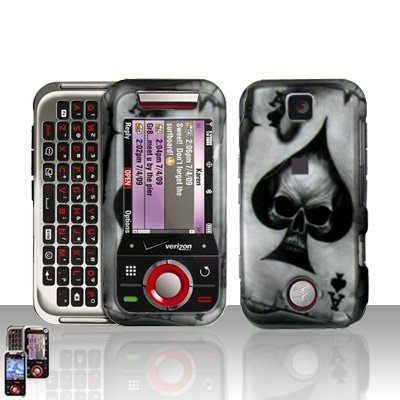 Spade Skull Cover Case Snap on Protector + Car Charger for Motorola Rival A455