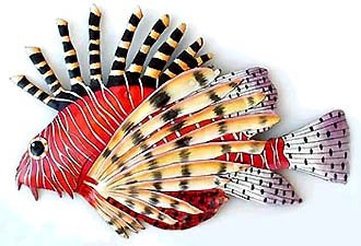 COLORFUL RED FIREFISH METAL WALL ART
