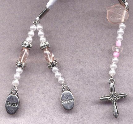 Bookmark Ribbon Beads Charm Cross 5