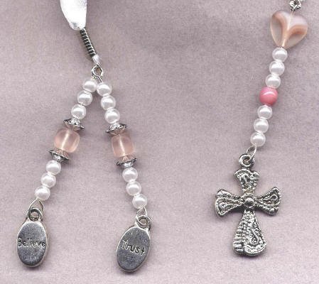 Bookmark Ribbon Beads Charm Cross 4