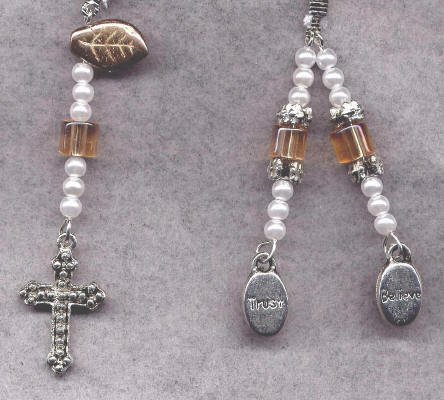 Bookmark Ribbon Beads Charm Cross 7