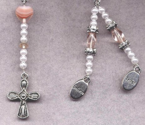 Bookmark Ribbon Beads Charm Cross 6