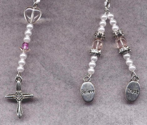 Bookmark Ribbon Beads Charm Cross 11