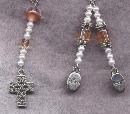 Bookmark Ribbon Beads Charm Cross 14