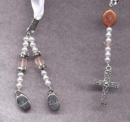Bookmark Ribbon Beads Charm Cross 15