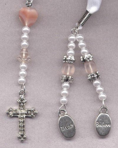 Bookmark Ribbon Beads Charm Cross 2