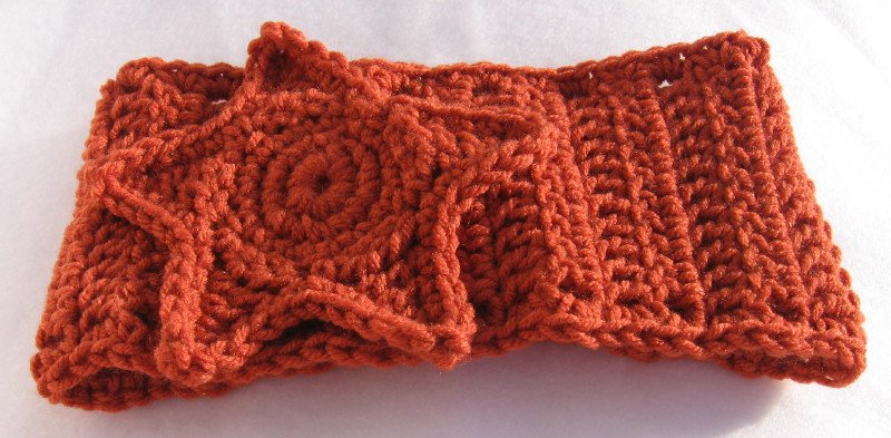 Headband Crochet Burnt Orange UPDown Star Ear Warmer Head Wrap B4