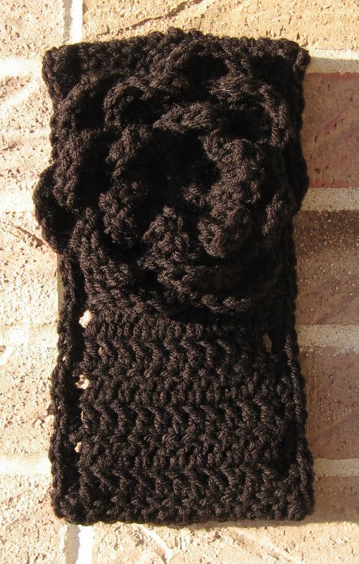 Headband Crochet Black UPDown Flower Ear Warmer Head Wrap B7
