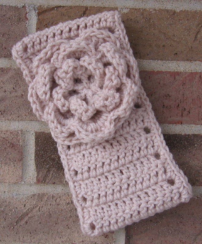 Headband Crochet Flower Linen UPDown Ear Warmer Head Wrap B10