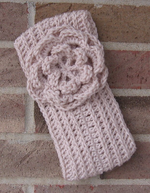 Headband Crochet Flower Linen RidgeAround Ear Warmer Head Wrap A8