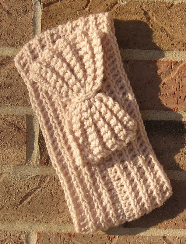 Headband Crochet Bow Linen RidgeAround Ear Warmer Head Wrap A9