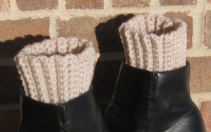 Crochet Boot Cuffs Linen Handmade Waffle CA1