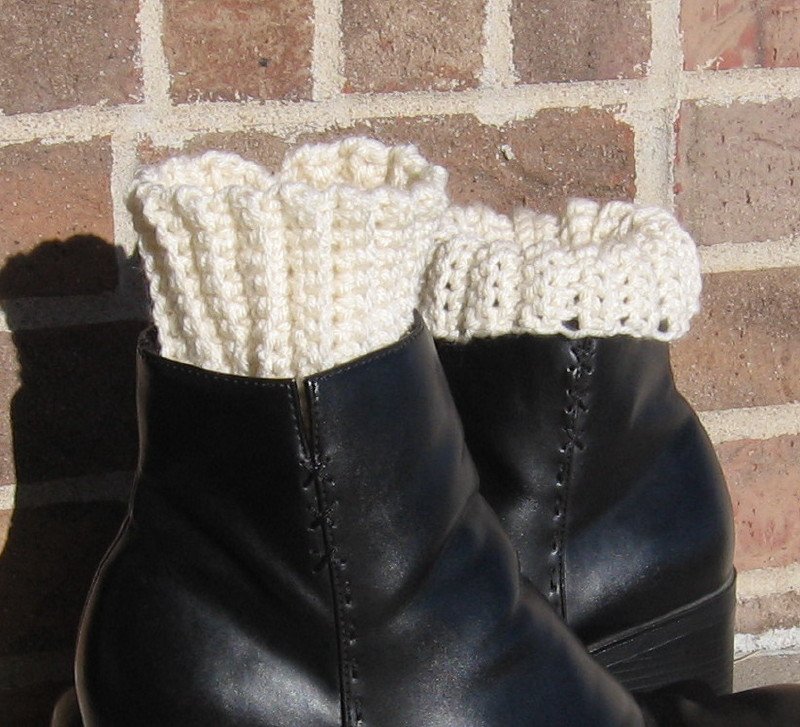Crochet Boot Cuffs Ivory Handmade CC1