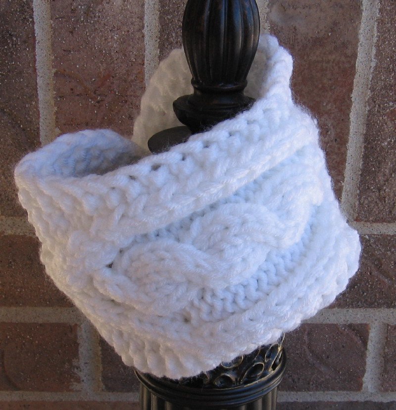 Headband Knit Cable White Ear Warmer Head Wrap E1