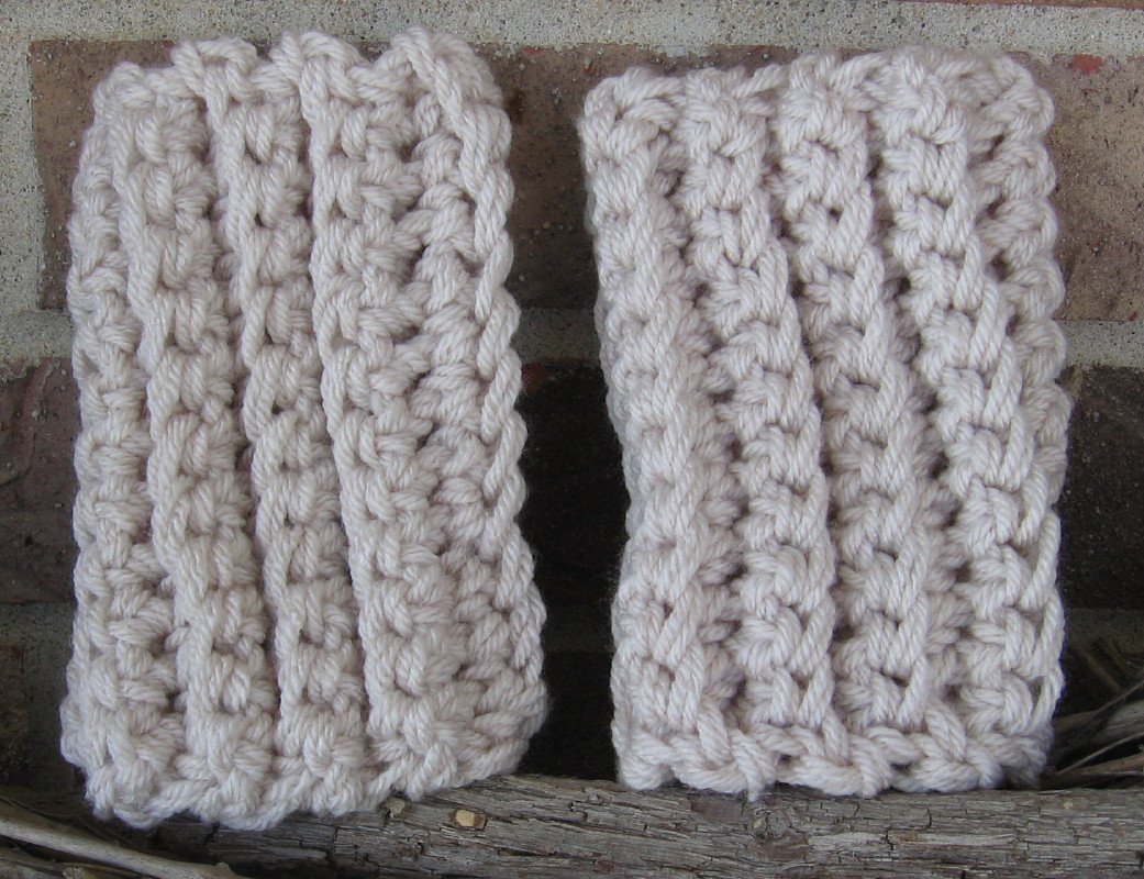 Crochet Boot Cuffs Linen Camel Handmade CF1