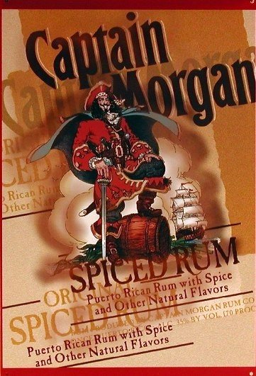 Captain Morgan Spiced Rum Pirate Tin Pub Bar Wall Sign