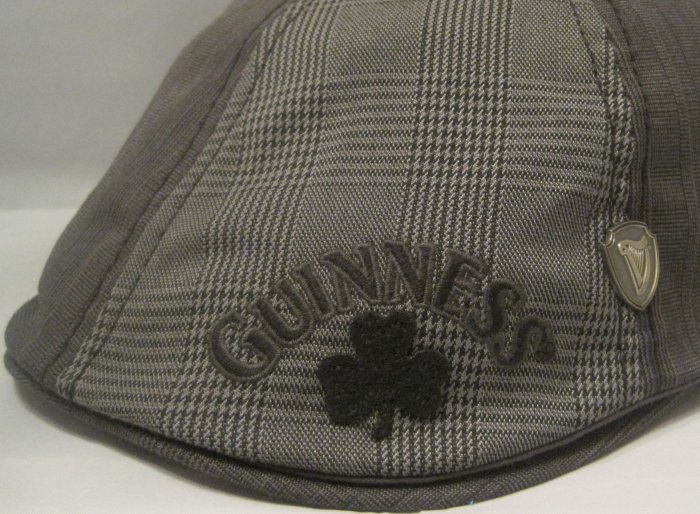 Guinness Irish Beer Ivy Plaid Gray Shamrock Cabby Hat Pub Driver Cap Size Small