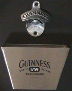 Guinness Irish Bar Glass Beer Bottle Opener Cap Catcher