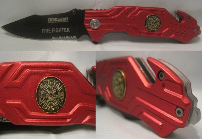 Fireman Red Fire Fighter Emergency Vehicle Rescue Knife
