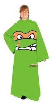 Teenage Mutant Ninja Turtles TMNT Face Adult Snuggler Fleece Throw Blanket Sleeves Michaelangelo