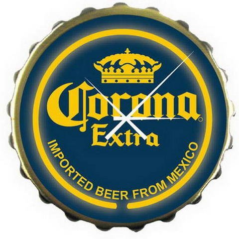Corona Extra Beer Bottle Cap Blue Bar Sign Neon Clock