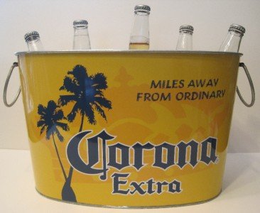 Corona Extra Cerveza Beer Bottle Metal Ice Bucket Tub
