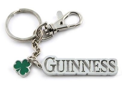 Guinnness Beer Shamrock Clover Charm Keychain Key Ring