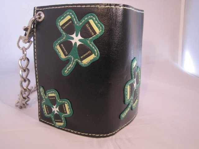 Guinness Beer Irish Shamrock Clover Charm Chain Wallet