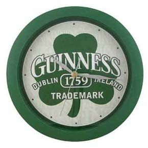 Guinness Beer Irish Beer Green Shamrock Clover Clock